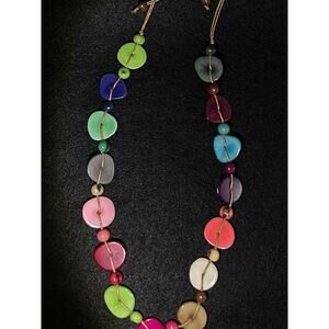 Tagua Nut Necklace Multi Color Adjustable Boho Eco Friendly Statement